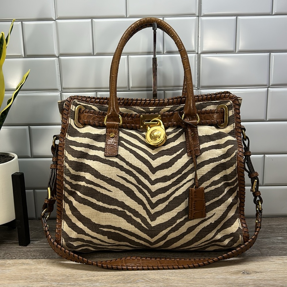 Michael Kors Large Hamilton Zebra Print Tote Bag